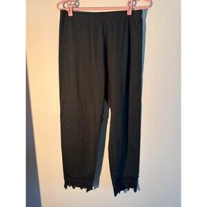 Noracora Black Lace Trim Capri Leggings XL